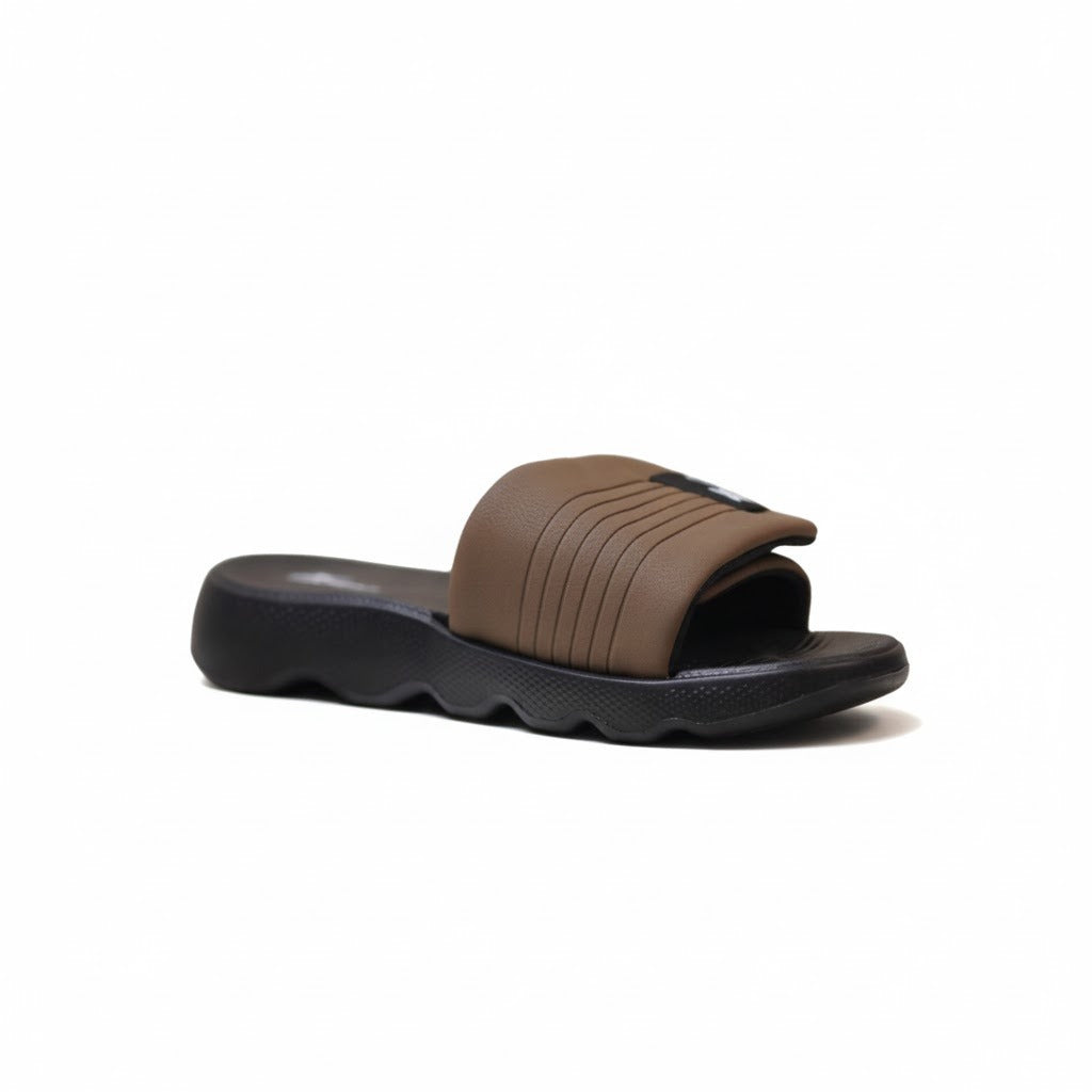 Brown Cloud Cushion Slides for Men | Soft & Comfortable Daily Wear Slippers