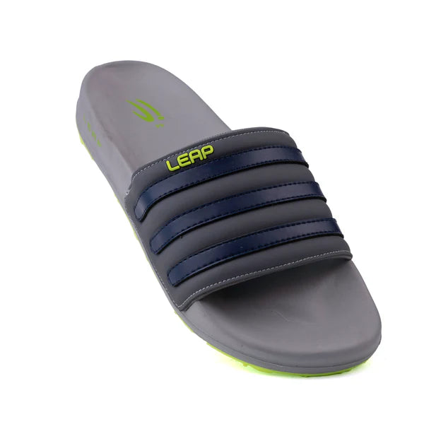 Blue Triple Strap Slides for Men – Soft Cushion Comfort Slippers