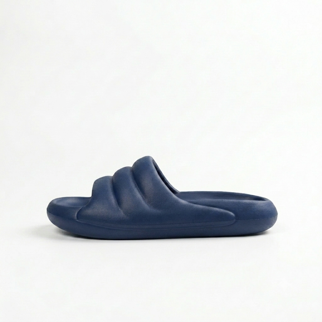 Neo Step navy blue EVA foam slides side profile – lightweight EVA material sole with anti-slip textured outsole