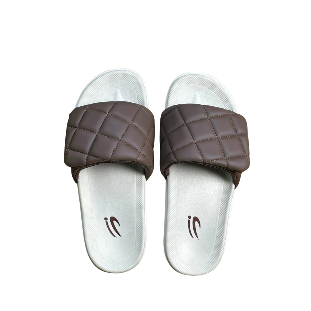 Brown strap chappal with cushioned sole non-slip slide  - Neostep