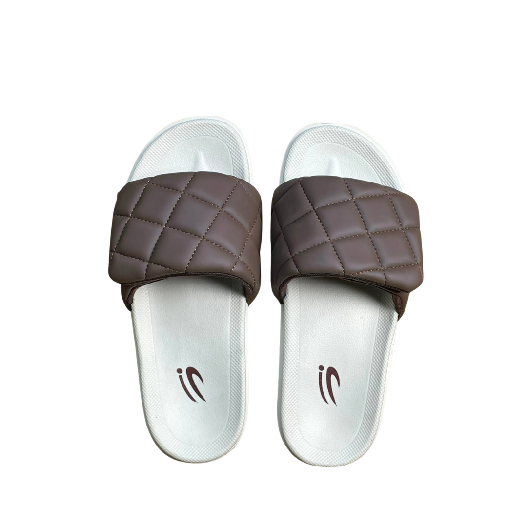 Brown strap chappal with cushioned sole non-slip slide  - Neostep