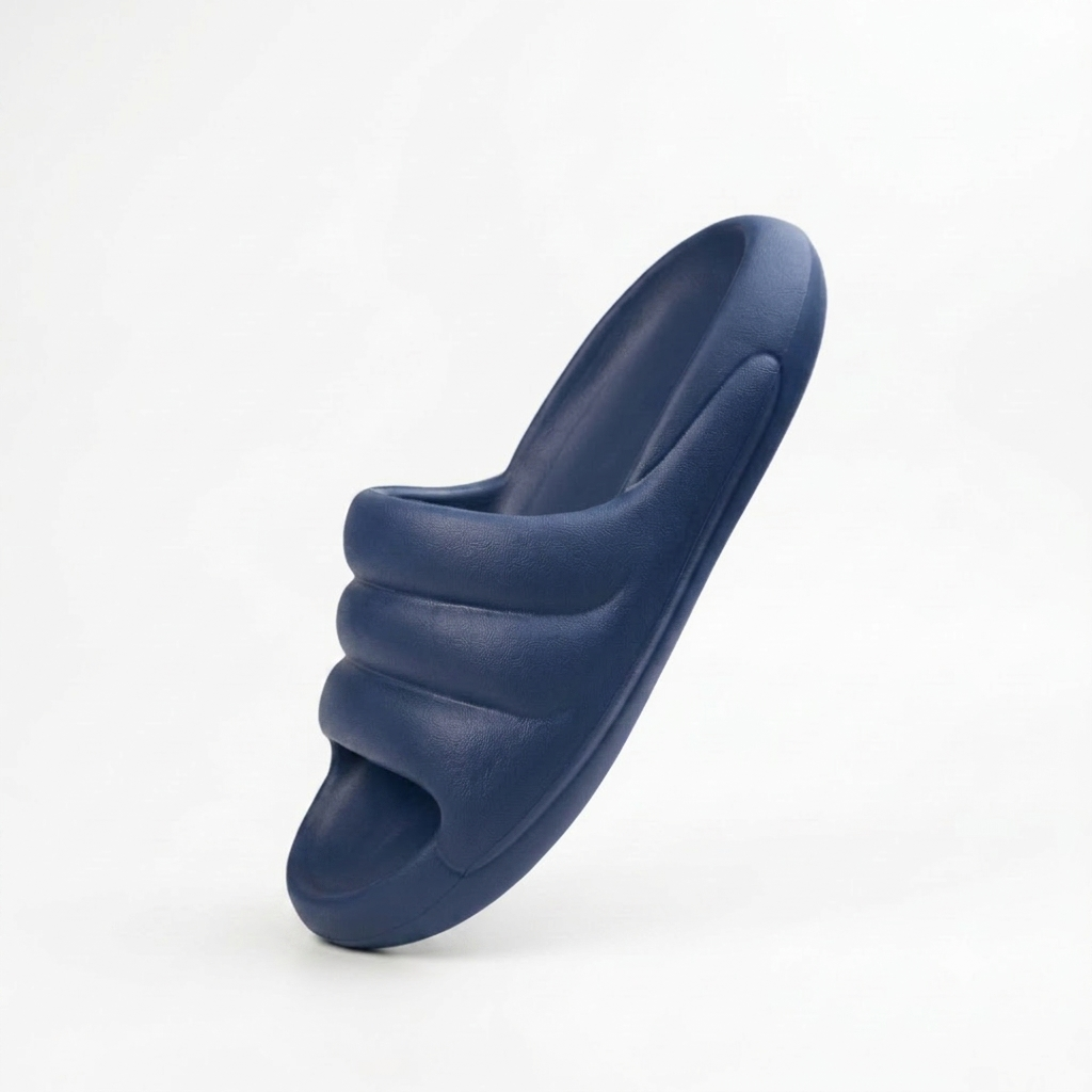 Neo Step navy blue EVA sole chappal – front pair view showing cloud foam cushioning and quilted upper strap in dark navy colour
