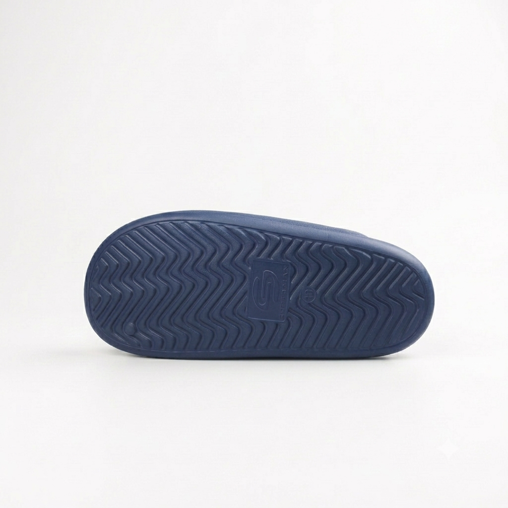 Neo Step navy blue EVA foam slides side profile – lightweight EVA material sole with anti-slip textured outsole