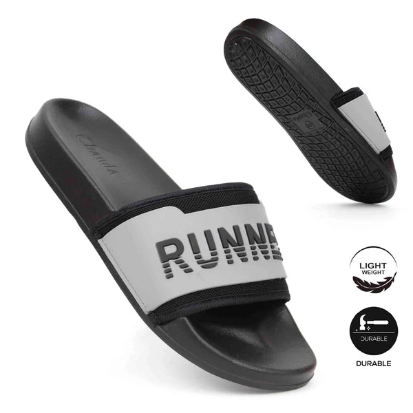 Grey Stylish Runner Slides – Casual Comfort for Men